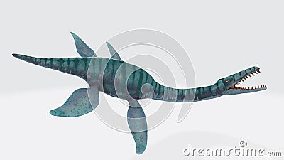 3D rendering illustration of a plesiosaur dinosaur isolated on a white background Cartoon Illustration