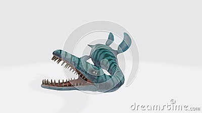 3D rendering illustration of a plesiosaur dinosaur isolated on a white background Cartoon Illustration
