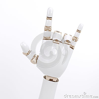 Robot hand giving the Rock and Roll Cartoon Illustration