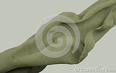 3d rendering illustration of soft cloth earthy green material on flat background. Horizontal format wallpaper Cartoon Illustration