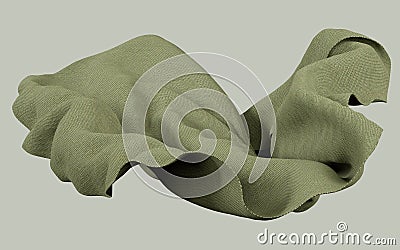 3d rendering illustration of soft cloth earthy green material on flat background. Horizontal format wallpaper Cartoon Illustration