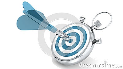 3D rendering illustration of a stopwatch and red dart for prefect timing concept Cartoon Illustration