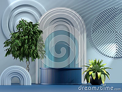 3d rendering image illustration of empty space podium display for product mockup Cartoon Illustration
