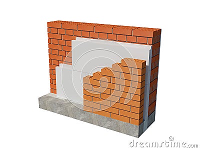 3d rendering image of insulated house wall. Stock Photo