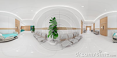 3d rendering .Interior hospital modern design . Counter and Waiting area Empty Reception corridior .Medical practice concept Stock Photo