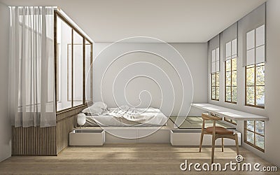 3d rendering japanese style bedroom with minimal decoration Stock Photo
