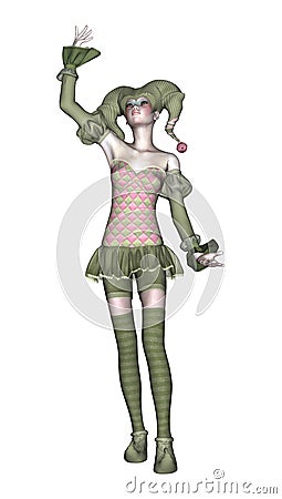 3D Rendering Jester on White Stock Photo