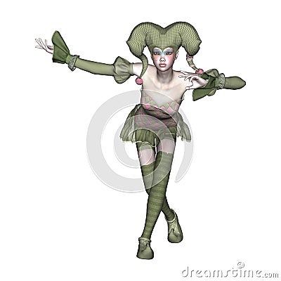 3D Rendering Jester on White Stock Photo