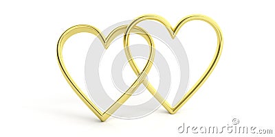 3d rendering joined hearts on white background Stock Photo