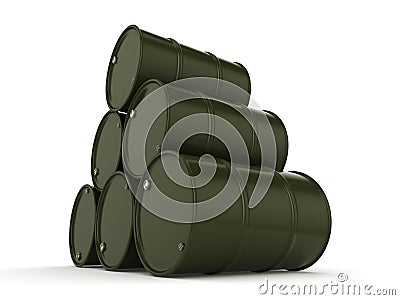 3D rendering khaki barrels Stock Photo