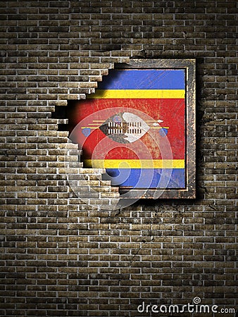 Old Kingdom of Swaziland flag in brick wall Stock Photo