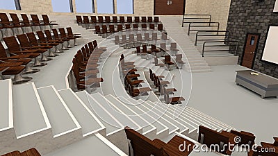 3D Rendering Lecture Hall Stock Photo