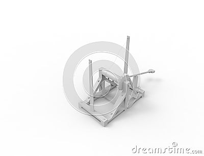 3d rendering of a Leonardo Da Vinci catapult in white background Stock Photo