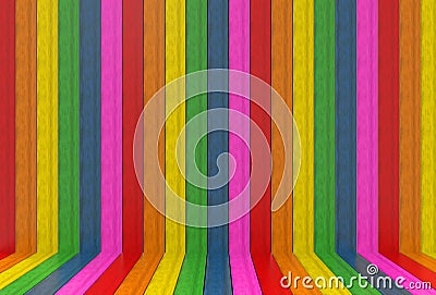 3d rendering. lgbtq rainbow color wood panels wall and floor background Stock Photo