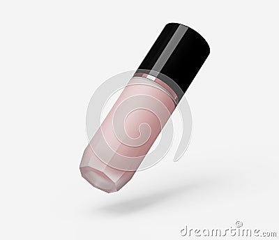 3D rendering of light pink foundation container mockup, levitation glass bottle in the air Stock Photo