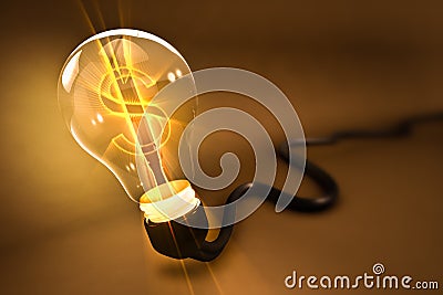 Rendering of a lightbulb with u.s. currency symbol Stock Photo