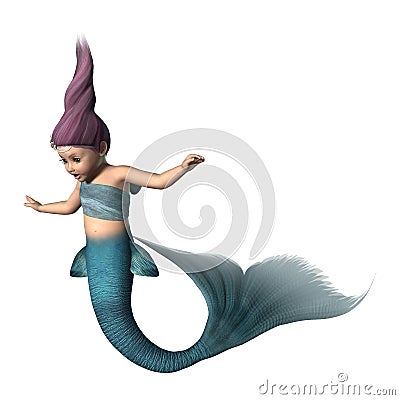 3D Rendering Little Mermaid on White Stock Photo