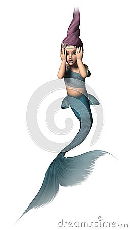 3D Rendering Little Mermaid on White Stock Photo