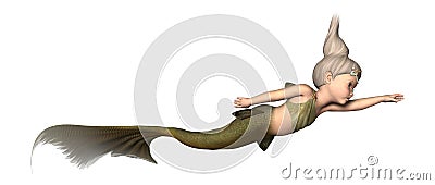 3D Rendering Little Mermaid on White Stock Photo