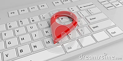 3d rendering location symbol on a keyboard Stock Photo