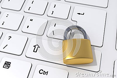 3D rendering of lock on a computer keyboard Stock Photo
