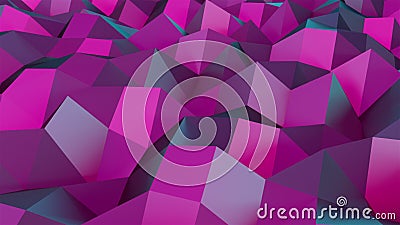 3d rendering low poly geometric surface. Computer generation abstract iridescent waving backdrop. Stock Photo