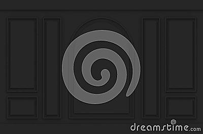 3d rendering. luxury black classical pattern design vintage wood wall background. Stock Photo