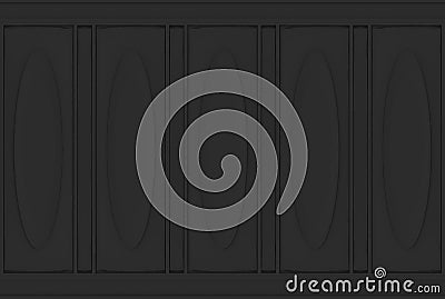 3d rendering. luxury black oval classical pattern wood wall background. Stock Photo