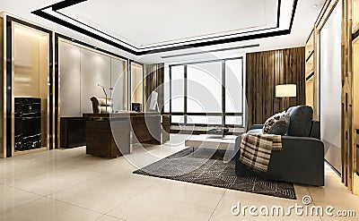 3d rendering luxury business meeting and working room in executive office Stock Photo