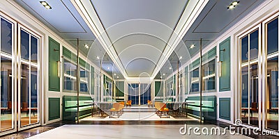 3D Rendering luxury lobby Hotel and Restaurant Stock Photo