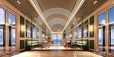 3D Rendering luxury lobby Hotel and Restaurant Stock Photo