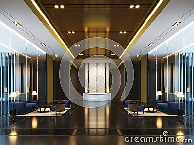 3D Rendering luxury Reception Lobby Night Club Stock Photo