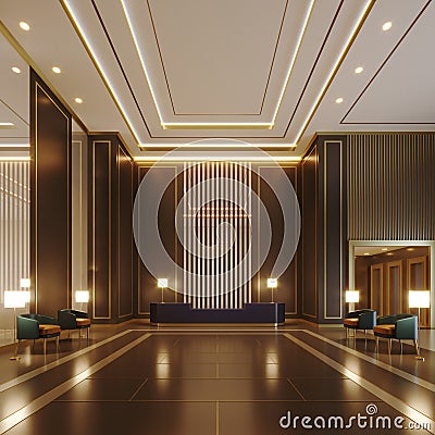 3D Rendering luxury Reception Lobby perspective Stock Photo