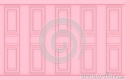 3d rendering. luxury sweet soft pink classical pattern wood wall background. Stock Photo