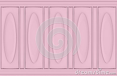 3d rendering. luxury sweet soft pink oval classical pattern wood wall background. Stock Photo