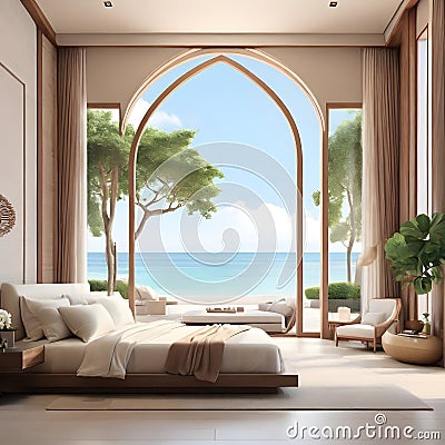 3d rendering luxury villa bedroom Stock Photo