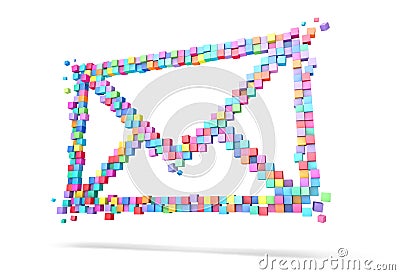 3D rendering mail icons colorful pixel, isolated on white background. File contains a path to isolation Stock Photo