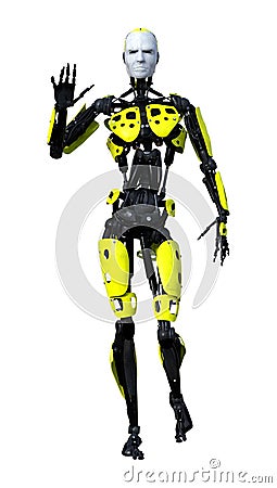 3D Rendering Male Robot on White Stock Photo