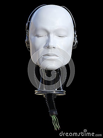 3D rendering of male robotic head. Stock Photo