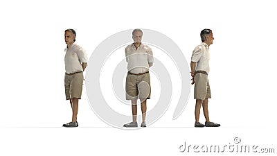 3D rendering of a man standing looking with his hand behind his back Stock Photo