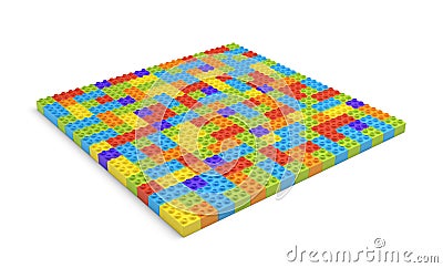 3d rendering of many toy blocks in different colors making up one large square shape Stock Photo