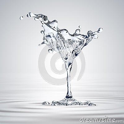 3D rendering of the martini glass with water drops Stock Photo