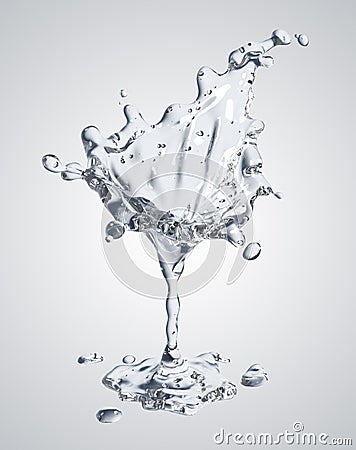 3D rendering of the martini glass with water drops Stock Photo