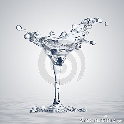 3D rendering of the martini glass with water drops Stock Photo