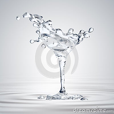 3D rendering of the martini glass with water drops Stock Photo
