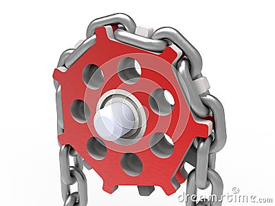 3D rendering - mechanical chain transmission Cartoon Illustration