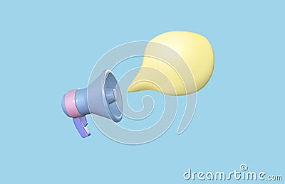 3D rendering megaphone equipment, speech bubble icon for design concept of announcement. 3D Render illustration Cartoon Illustration