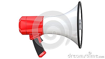 3d rendering of megaphone, isolated on white background. 3D illustration of bullhorn -Clipping Path Cartoon Illustration