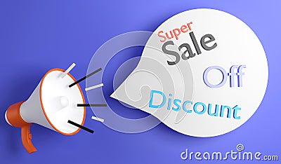 3D rendering megaphone for super sale product promote Stock Photo