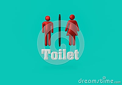 3d rendering of Men and Women toilet sign on blue background Stock Photo